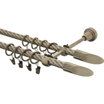 Garnýž kovová 170 cm kroucená dvouřadá - dvojitá 16 Piza double mosaz