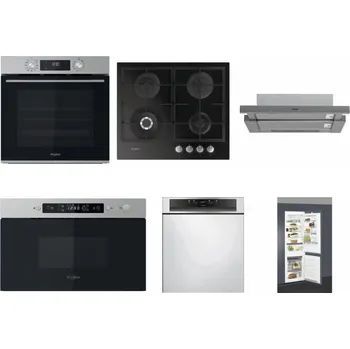 Set domácích spotřebičů WHIRLPOOL OMK58CU1SX + WHIRLPOOL GOFL 629/NB + WHIRLPOOL AKR 749/1 IX + WHIRLPOOL MBNA910X + WHIRLPOOL WBC 3C34 PF X + WHIRLPOOL ART 66112