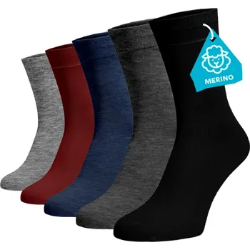 Dámské ponožky Zvýhodněný set 5 párů MERINO vysokých ponožek - mix barev Vlna (Merino) 35-38