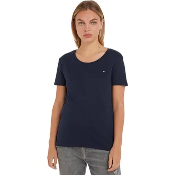 Dámské tričko TOMMY HILFIGER DÁMSKÉ TRIČKO T-SHIRT SLIM CODY RIB C-NK SS NAVY WW0WW37882 DW5 Velikost: M