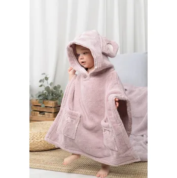 LUIN LIVING dětská poncho osuška, pastelově růžová - LUI-PONDET-PASTRUZ