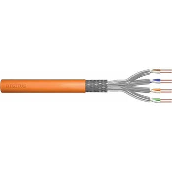 Síťový kabel Cat 7 instalační ICT kabel, S / FTP, Dca, pevný, AWG 23/1, LSOH, 50m, oranžový