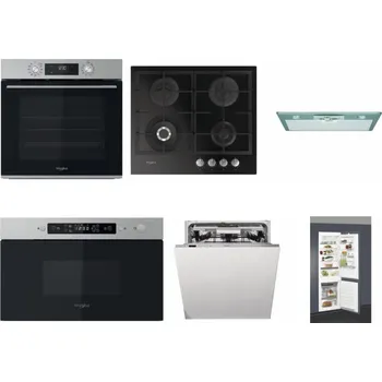 Set domácích spotřebičů WHIRLPOOL OMK58CU1SX + WHIRLPOOL GOFL 629/NB + WHIRLPOOL AKR 650/1 IX + WHIRLPOOL MBNA910X + WHIRLPOOL WIO 3T133 PLE + WHIRLPOOL ART 66112