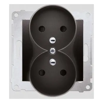 Elektrická zásuvka Kontakt-Simon Dvojitá zásuvka 16A IP20 s/ui krytem kolejnice antracitová - DGZ2MZN.01/48