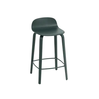 Barová židle Barová židle Muuto VISU COUNTER STOOL WOOD BASE - zvolte provedení Barva židle: Tmavě zelená/Tmavě zelená