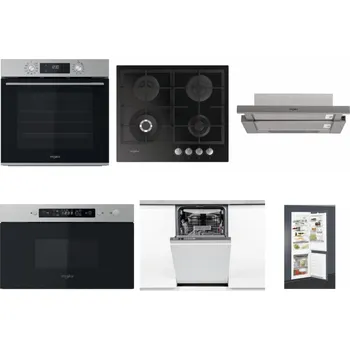 Set domácích spotřebičů WHIRLPOOL OMK58CU1SX + WHIRLPOOL GOFL 629/NB + WHIRLPOOL AKR 5390/1 IX + WHIRLPOOL MBNA910X + WHIRLPOOL WSIO 3O34 PFE X + WHIRLPOOL ART 65031
