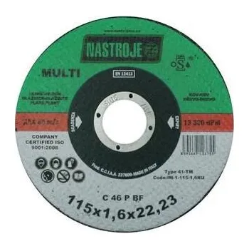 Řezný kotouč NÁSTROJE CZ Kotouč řezný 115x1,6x22 MULTI na všechny materiály - certifikát OSA - IM-1-115-1,6RU