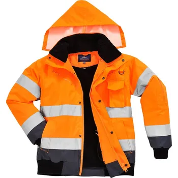 PORTWEST HI-VIS BOMBER CONTRAST C465 / Zateplený reflexní bomber 3v1 - HV oranžová/námořní modrá 5XL