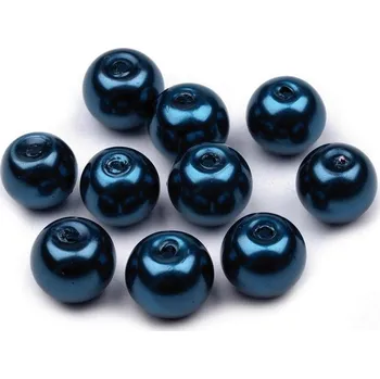 Korálek Skleněné voskované korálky Ø8 mm 50g Barva: modrá tm.