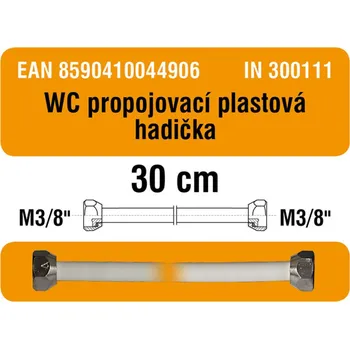 Zahradní hadice PROTIMEX Hadička plastová k WC M3/8xM3/8 300mm mosazné matice