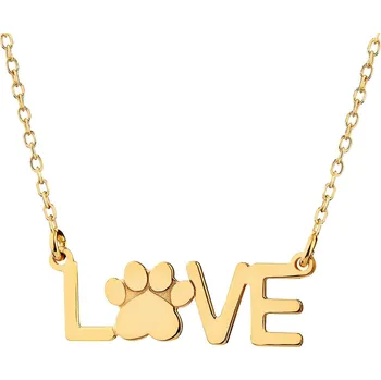 Náhrdelník Pozlacený stříbrný náhrdelník - love, tlapka - AP534-7864