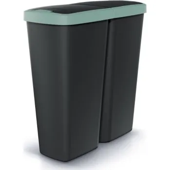 Odpadkový koš PROSPERPLAST Odpadkový koš - COMPACTA Q DUO Objem: 50 l, Barva koše: černá, Barva víka: světle zelená