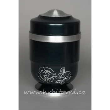 Smuteční dekorace Urna hliníková zelená s rytou růží (Pohřební urna)