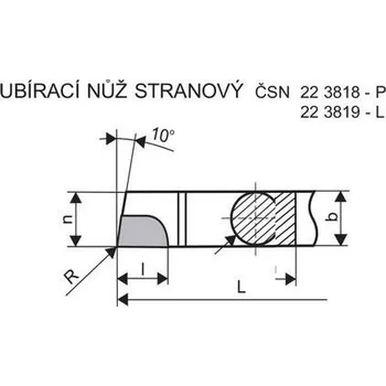 Příslušenstí k soustruhu Denas Soustružnický nůž ubírací stranový P revolverový 16 x 16 x 100 S30 - DN3818-16X16X100S30