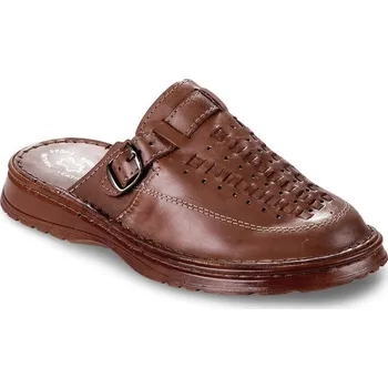 Pánská obuv Pánské celokožené pantofle hnědé vel. 40