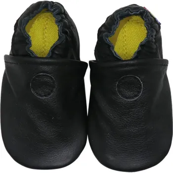 Capáčky CAROZOO Kožené capáčky s gumovou podrážkou černé 18-24 měsíců Černá 22,5