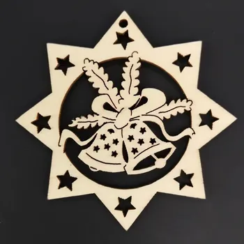 Vánoční dekorace AMADEA Dřevěná ozdoba hvězda se zvonky 9 cm