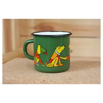 Stolování Smaltovaný hrnek 8cm - tmavě zelená - pes