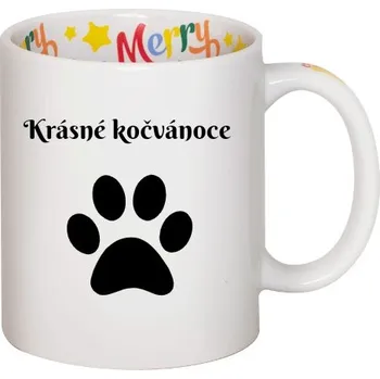 Hrnek malý bílý s potiskem Hrneček - Kočvánoce