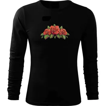 Pánské oblečení Červená růže - Triko s dlouhým rukávem FIT-T long sleeve - M ( Černá )
