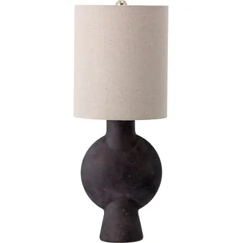 Lampička Hnědá terakotová stolní lampa se lněným stínidlem Bloomingville Sergio