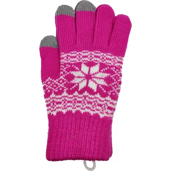 Rukavice Rukavice na dotykový displej, růžová bílá vločka