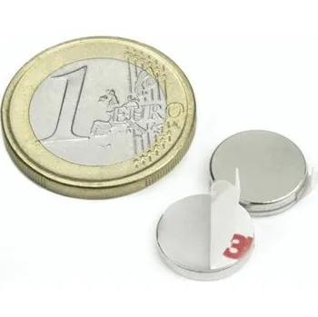 Dekorativní magnet Neodymový magnet kotouč Ø&nbsp;10&nbsp;mm, v.&nbsp;2&nbsp;mm, samolepicí 3M, síla 1,3&nbsp;kg