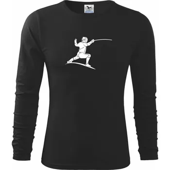 Chlapecké tričko Šermíř postava - Triko dětské Long Sleeve - 134 cm/8 let ( Černá )