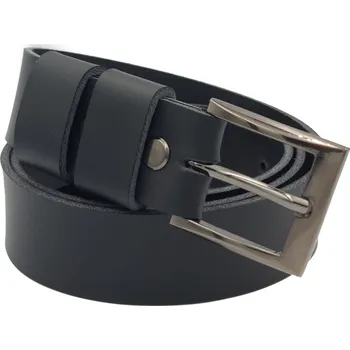 Opasek opaskujse Dětský kožený opasek, kůže černá, spona hranatá leštěná, kovová Délka opasku: 85 cm