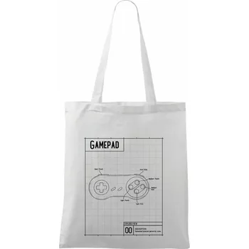 Nákres Gamepad jednoduchý - Taška bavlněná - 42 x 38 cm ( Bílá )