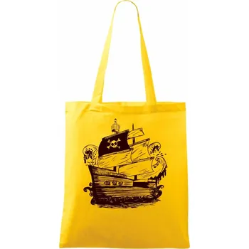 Pirátská loď malovaná - Taška bavlněná - 42 x 38 cm ( Žlutá )