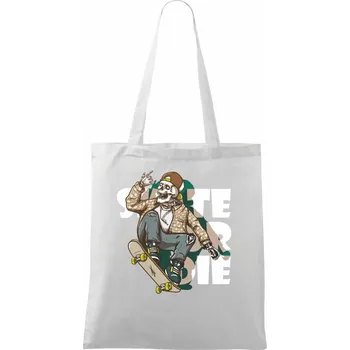 Skull riding skateboard - Taška bavlněná - 42 x 38 cm ( Bílá )