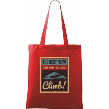 Nákupní taška The best view climb - Taška bavlněná - 42 x 38 cm ( Červená )