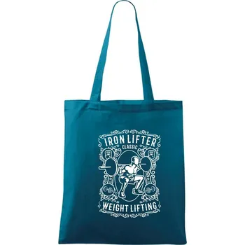 Nákupní taška Iron Lifter - Taška bavlněná - 42 x 38 cm ( Petrolejová )