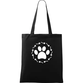 Nákupní taška Tlapka míč kost pes - Taška bavlněná - 42 x 38 cm ( Černá )