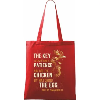 Nákupní taška Chicken patience - Taška bavlněná - 42 x 38 cm ( Červená )