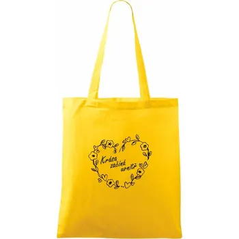 Krása začíná uvnitř - Taška bavlněná - 42 x 38 cm ( Žlutá )