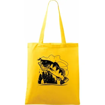 Rybář na břehu rybníka muškaří - Taška bavlněná - 42 x 38 cm ( Žlutá )