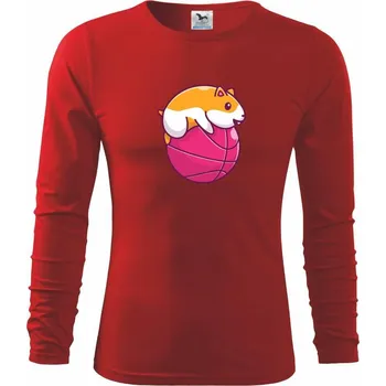 Chlapecké tričko Křeček basketbalista - Triko dětské Long Sleeve - 122 cm/6 let ( Červená )