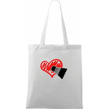 Nákupní taška Badminton srdce - Taška bavlněná - 42 x 38 cm ( Bílá )
