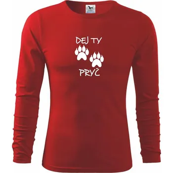 Chlapecké tričko Dej ty tlapy pryč - Triko dětské Long Sleeve - 122 cm/6 let ( Červená )