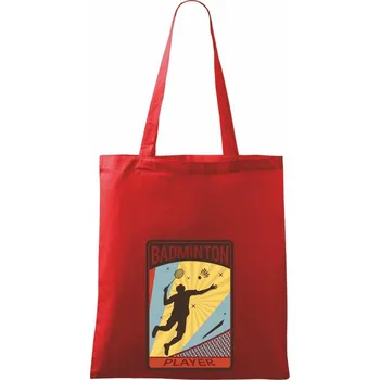 Nákupní taška Badminton - hráč - Taška bavlněná - 42 x 38 cm ( Červená )