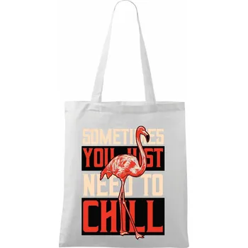 Flamingo chill - Taška bavlněná - 42 x 38 cm ( Bílá )