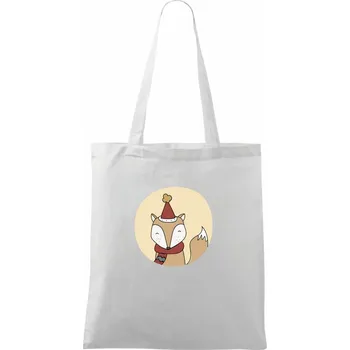 Vánoční liška v kolečku - Taška bavlněná - 42 x 38 cm ( Bílá )