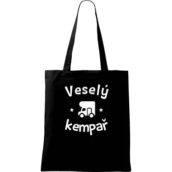 Nákupní taška Veselý kempař - Taška bavlněná - 42 x 38 cm ( Černá )