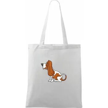 Baset s kulišáckým pohledem - Taška bavlněná - 42 x 38 cm ( Bílá )