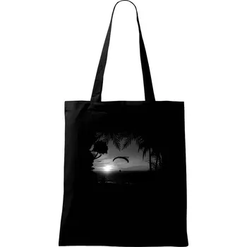 Nákupní taška Fotka paragliding černobílá - Taška bavlněná - 42 x 38 cm ( Černá )