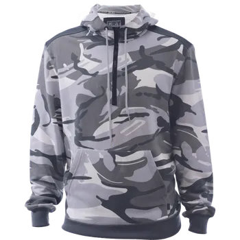 Pánská mikina CRV Mikina pánská polopropínací s kapucí CRAMBE, camouflage šedá,03060028G5000, vel. XS