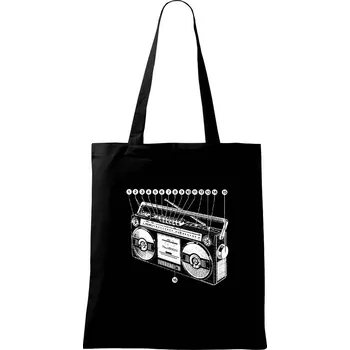 Nákupní taška Nákres starý magnetofon - Taška bavlněná - 42 x 38 cm ( Černá )