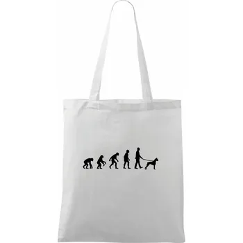 Nákupní taška Evoluce pes boxer (muž-žena) - Taška bavlněná - 42 x 38 cm ( Bílá )